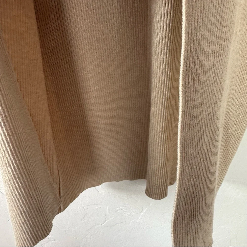 Olive + Oak Skirt Fitted‎ Ribbed Solid Tan Beige Cream Maxi Pull On Knit Rayon - Picture 5 of 7